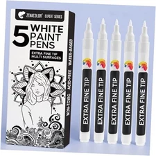  5 Paint Pen - Fine Tip for Precision - Paint Marker Ideal for Rock White