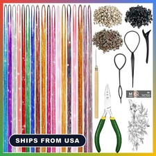 Hair Tinsel Kit With Tool Fairy Glitter Tinsel Hair Extensions for Girls