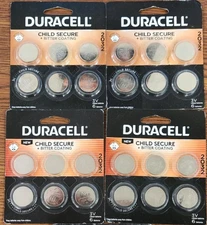 LOT OF 4, DURACELL 6 CT 3V CR2032 LITHIUM COIN (24 BATTERIES ToTaL ) EXP  2033
