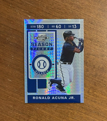 Ronald Acuna Jr 2020 Optic Season Ticket Silver Hyper Prizm Atlanta Braves /299