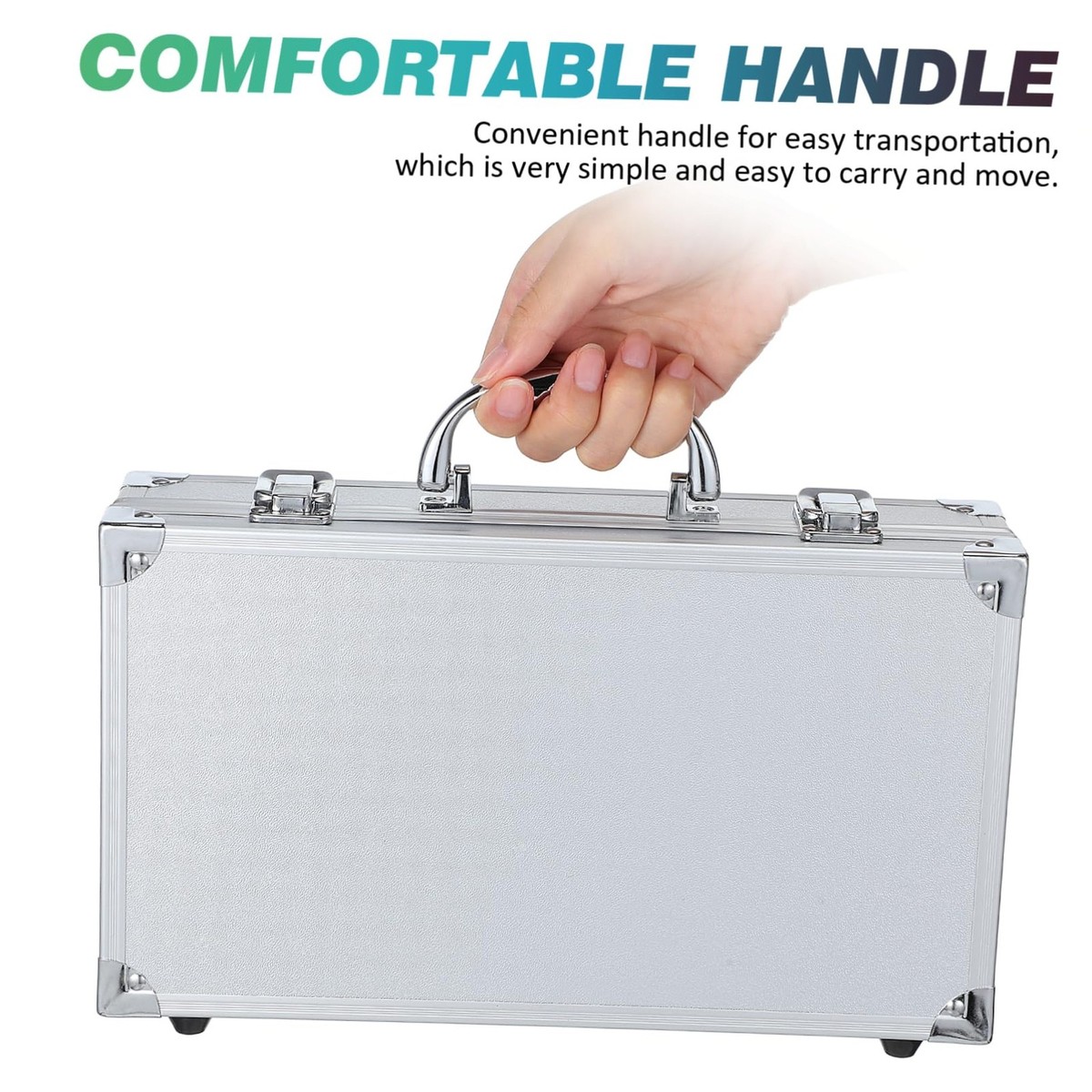 Aluminum Briefcase With Lock Padded Foam 11.8x6.7x3.1 Inch Silver