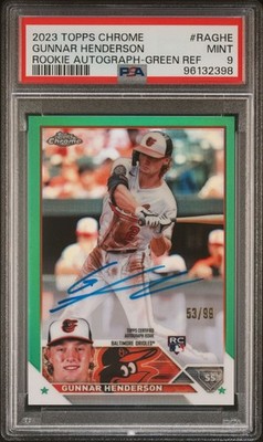 2023 Topps Chrome /99 GUNNAR HENDERSON Green Refractor RC Auto - PSA 9 MINT