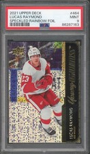 2021/22 Upper Deck Lucas Raymond Young Guns Speckled Rainbow Foil Rookie PSA 9