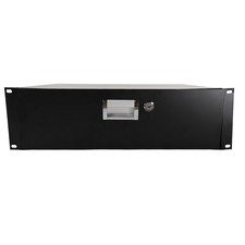 19" 3U Steel Plate DJ Drawer Equipment Cabinet with Keys Black