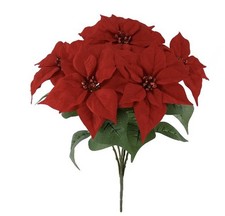 Mainstays 19 in Indoor Artificial Poinsettia Bush, Red W/Sparkling Red Centers