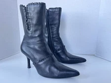 NYLA Pointy mid calf ruffle stiletto boots Y2K style size 7 *Flawed