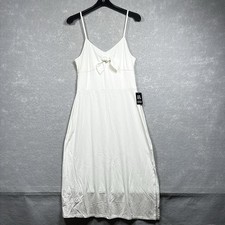 Express Dress Womens M Midi Slip Cream Damask Adjustable Straps Slits NWT