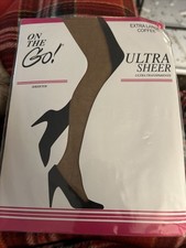 On The Go Ultra Sheer XL Pantyhose Sheer Toe Coffee NIP