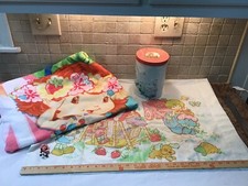 Poszewka na poduszkę truskawkowe krótkie ciasto vintage 1980