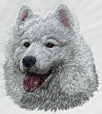 Samoyed Dog Embroidered Patch comes in 2'' 3'' and 4'' sizes