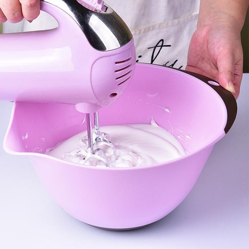 Pink Plastic Stirring Bowl with Handles, Measuring Marks & Non Bottom