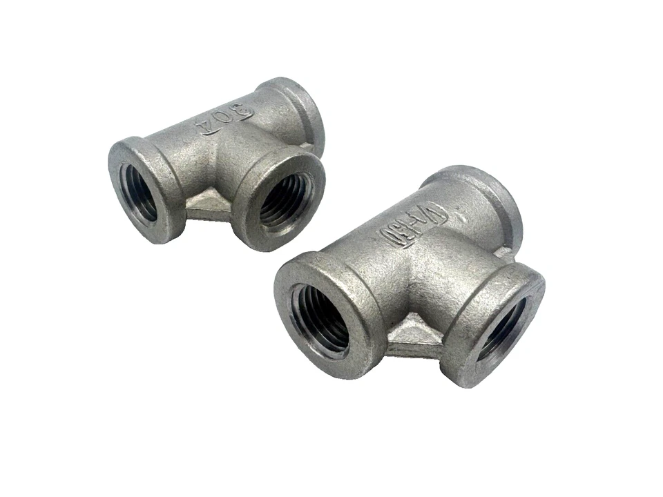 2 PACK STAINLESS STEEL TEE 1/4" NPT PIPE FITTING SP114 Class 150 - Image 2 of 3