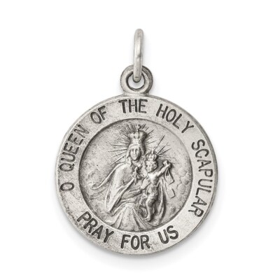 Sterling Silber Königin des Heiligen Skapulier Medaille Charm QC3510