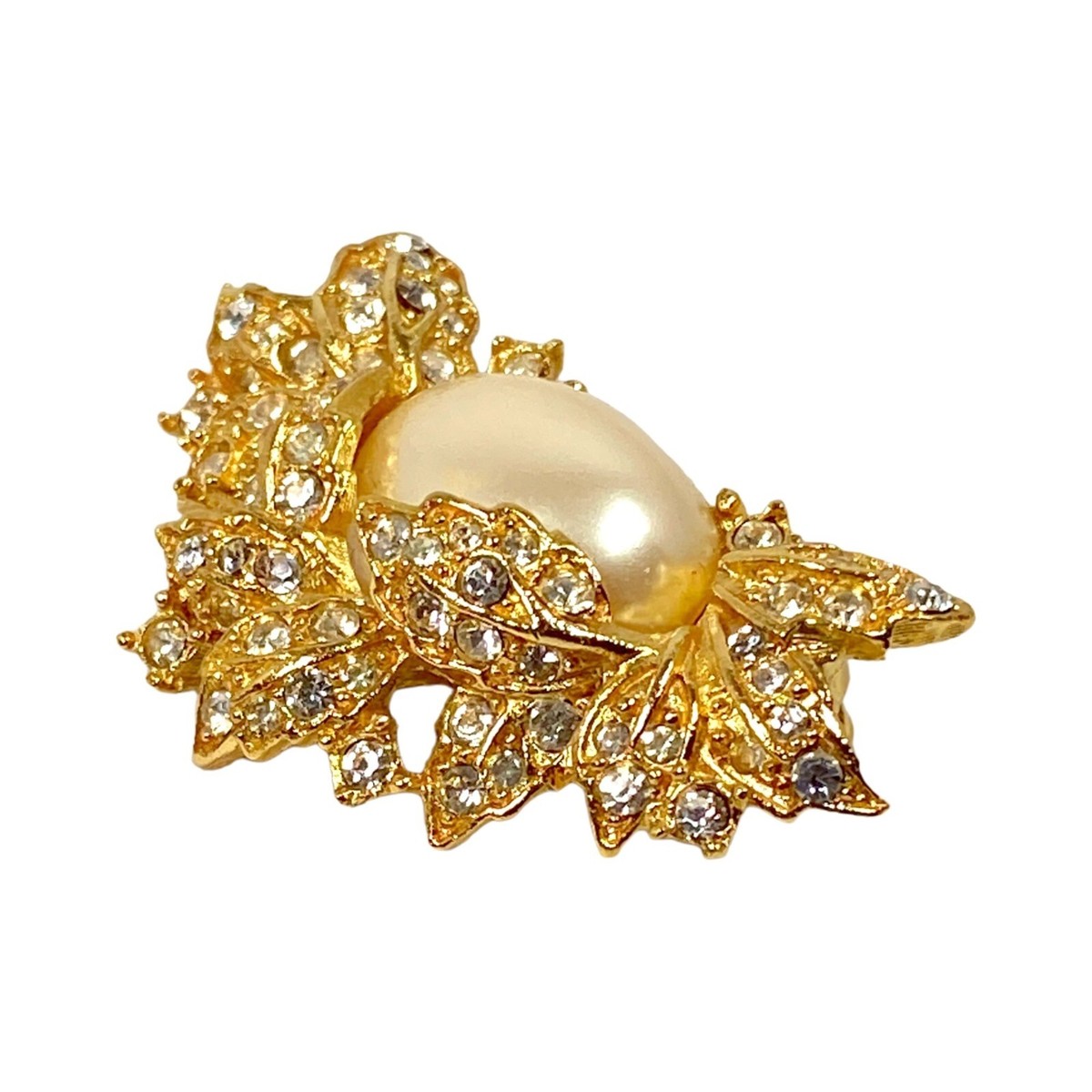 Richelieu Brooch Pin Gold Plated Faux Pearl Rhinestone Baroque  display picture 1