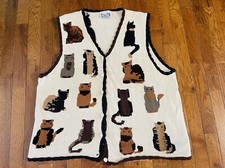 Vintage Teddy cat sweater vest size 1x