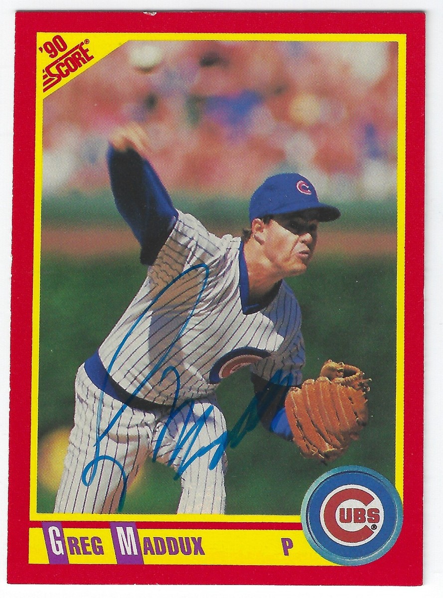 GREG MADDUX CHICAGO CUBS SIGNED CARD ATLANTA BRAVES PADRES LOS