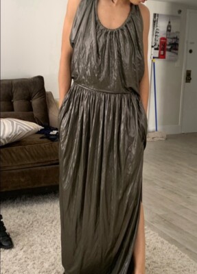 NWT Balenciaga Metallic Effect Maxi Dress With Pockets Size F38