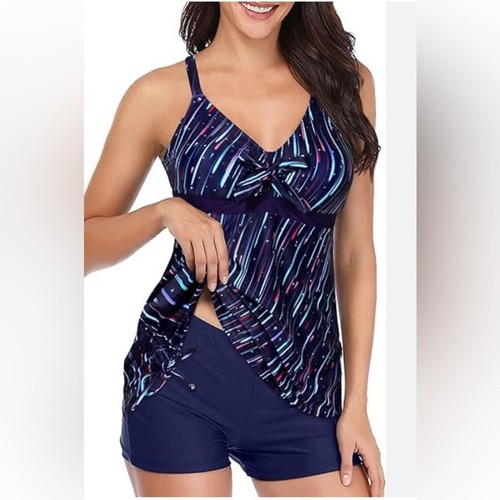 Holipick Two Piece Swimsuit Tankini Top with Shorts Bathing Suit Tummy Control