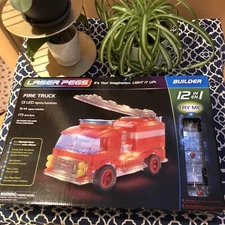 Laser Pegs Red Fire Truck LED Light Up  Sealed Box And New 173 PCS
