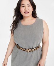 /LX016/ On 34th Plus Size Double-Weave Sheath Dress Black Beige Sz 20W