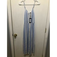NWT Vero Moda Morning Midi Dress Blue & White Sleeveless Women's SZ XS MSRP $59