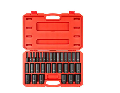 TEKTON 6-Point Impact Socket Set (8 mm - 38 mm) 1/2 in. Drive Deep 31-Piece