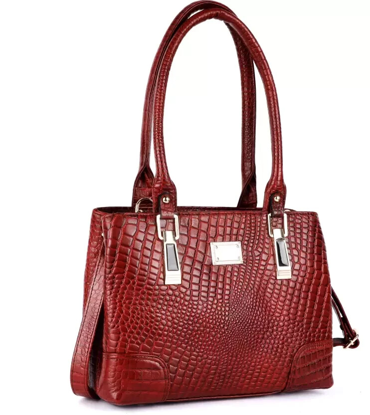 Bolso de hombro para mujer color marrón y cereza para oficina y uso casual 2 ...