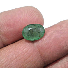 Amazing Green Zambian Emerald Faceted 2.90ct Oval Shape Loose Gemstone For Ring
