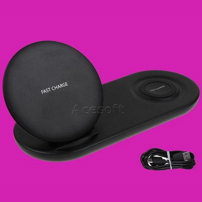Durable 2in1 Phone/Watch Wireless Charger Pad w/Cable for Samsung Galaxy NOTE 10