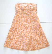 Gap Cotton Stretch Orange Pink Floral Strapless Sheath Empire Sun Dress Woman 2