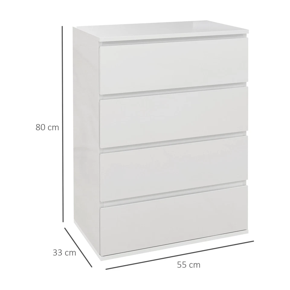 High Gloss Chest of Drawers, 4-Drawer Storage Cabinets, Modern Dresser, Storage  - Image 3 of 4