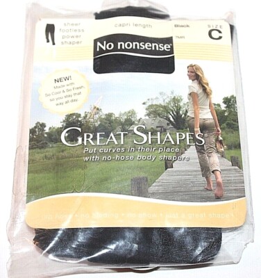 No nonsense Great Shapes Sheer Footless Capri Length Power Shaper - Black 7MR C