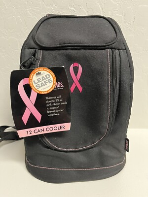 Thermos 12 Can Cooler Backpack Pink Ribbon Breast Cancer Awareness New w/ Tags