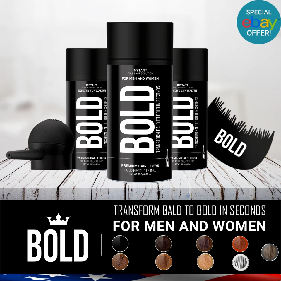 BOLD Marrón Oscuro Negro Medio Marrón Gris 27,5 g Fibras Espesantes Construcción Cabello EE. UU. Foto 3 de 4