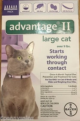 Advantage II / 2 18 lbs Flea Drop Medicine for Cats Pack 6 Month Supply PURPLE