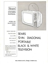 Owner Manual Sears 12 in Portable Black  White TV Television-Model 564.50130150