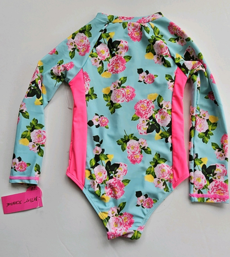 Betsey Johnson Little Girls 5 1 Pc Rash Guard Bodysuit Swimsuit Long Sleeve UV - Picture 3 of 3