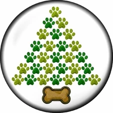 Snap button Holiday Christmas tree pawprint bone 18mm Cabochon charm Free pin
