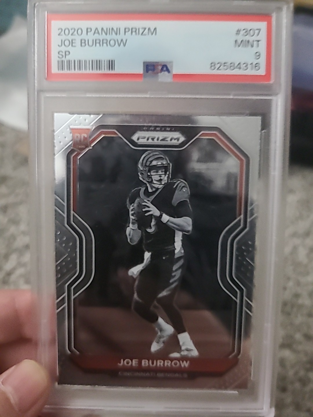 2020 Panini Prizm - Rookie Variation Joe Burrow #307 Negative (RC) - PSA 9