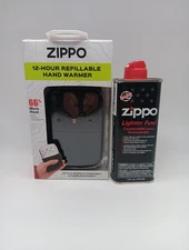 Zippo 12 Hour Black Hand Warmer 40334 & Premium Fuel Combo Gift Set