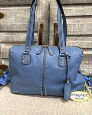 MICHAEL KORS Astor Re Edition Studded Leather Shoulder Tote Pastel Blue