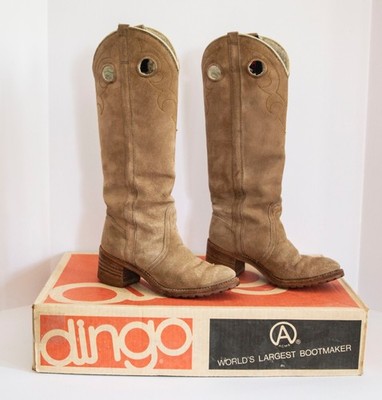 Vtg Dingo Womens Tan Suede Boots-Sz 6.5 M-Sty 7466-Block Heel-Good!
