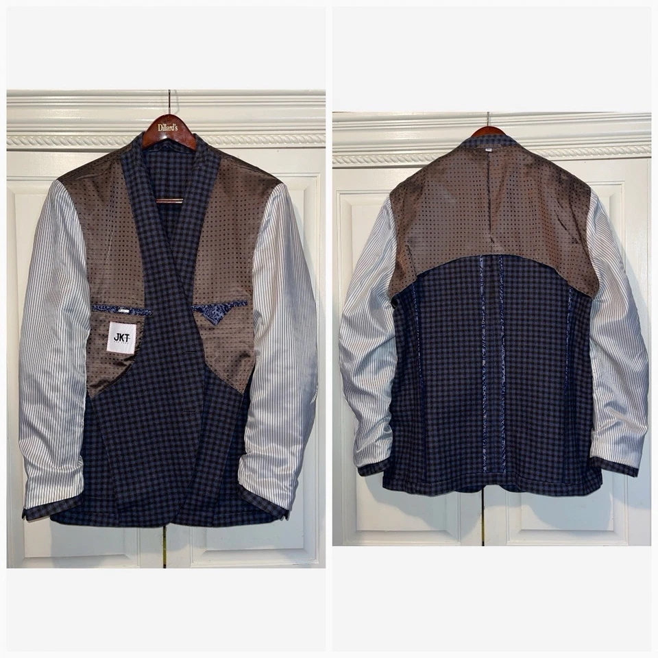 Blazer JKT New York Hombres 46L Cuadros Guinga Abrigo Deportivo Boda Negocios Preppy Foto 3 de 4