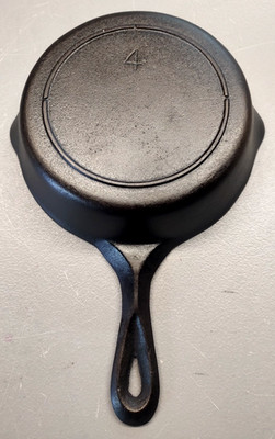 Restored Lodge RARE # 4 3 Notch Cast Iron Skillet Heat ring Antique Super Nice!!