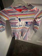 Joules Baby Girls Unicorn Rainbow Stripe Long Sleeve Dress 18-24 Months Cotton