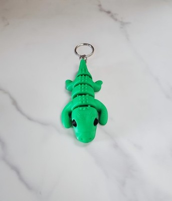 Crocodile Flexible 3D Printed Keychain | Includes Metal Keyring