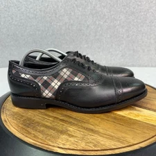 Allen Edmonds Men's Size 9.5 D Strand Cap Toe Plaid Leather Oxford Dress Shoes 