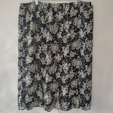 Vtg Y2K Studio 1940 Sheer Black Floral Whimsigoth Midi Skirt 26/28W Boho Fairy