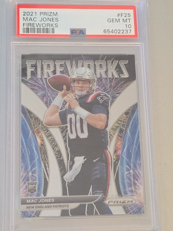 PSA 10 2021 ROOKIE MAC JONES PANINI PRIZM FIREWORKS RC FOOTBALL CARD Gem Mint