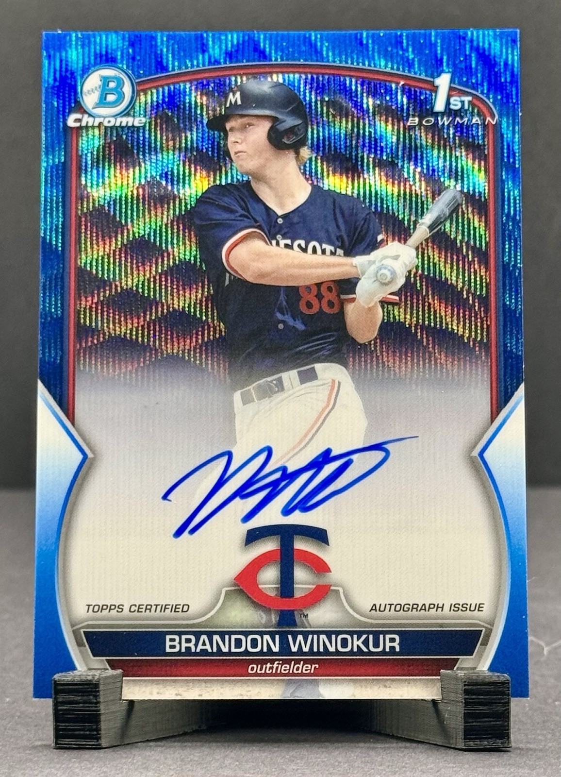 Brandon Winokur 2023 1st Bowman Chrome AUTO BLUE WAVE REFRACTOR /150 Twins